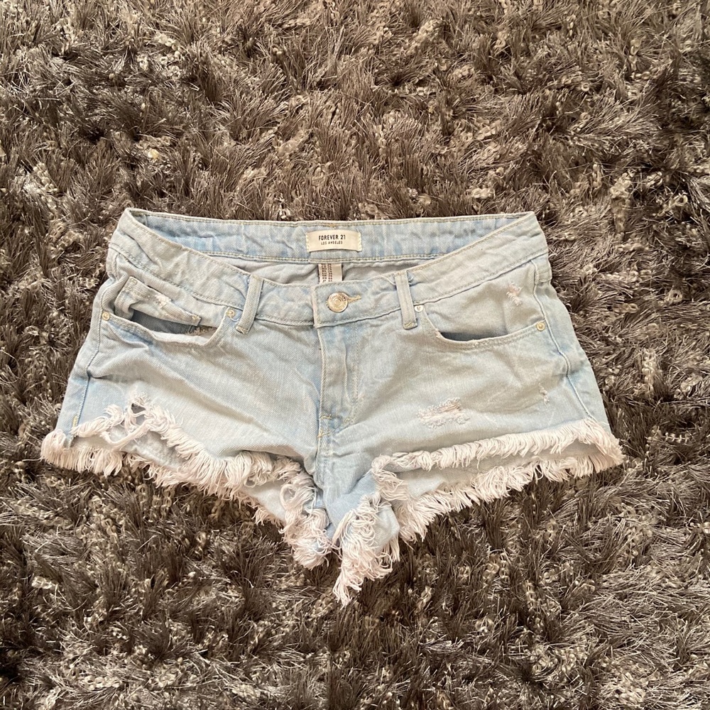 Forever Low Rise Distressed Denim Shorts